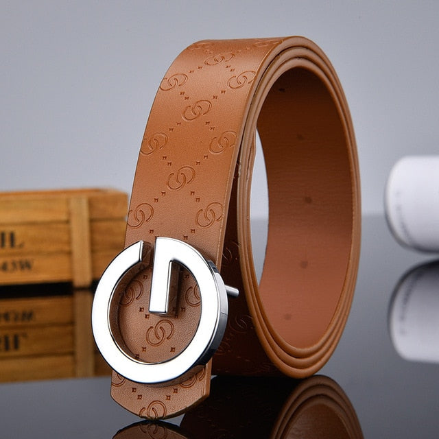 Aoluolan Design G Letter buckle High Quality Cowhide Mens Woman Belts Casual Fashion Smooth buckle Belt Width 3.4cm