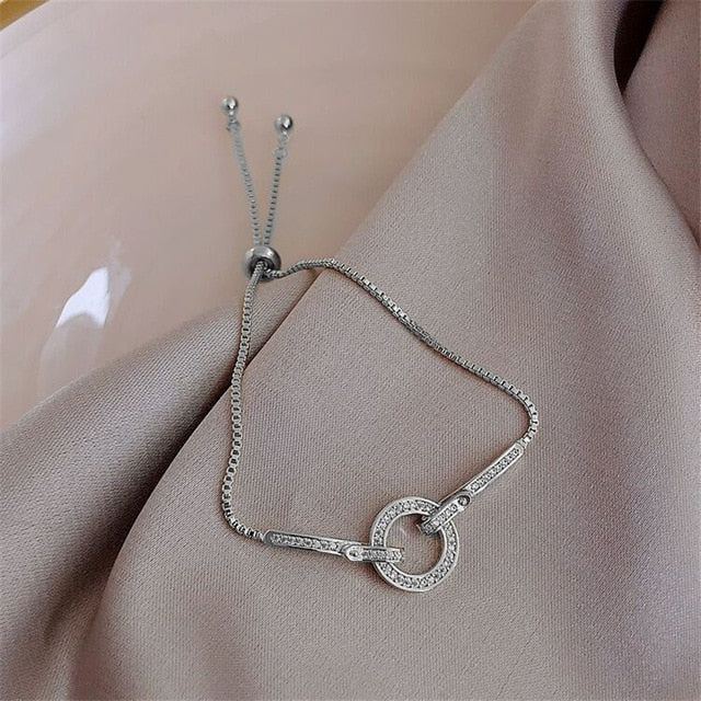 Fashionable Simple AAA Cubic Zirconia Pendant Bracelet for Woman Round Shiny Crystal Korean Bangle Female 2019 New Jewelry Gifts