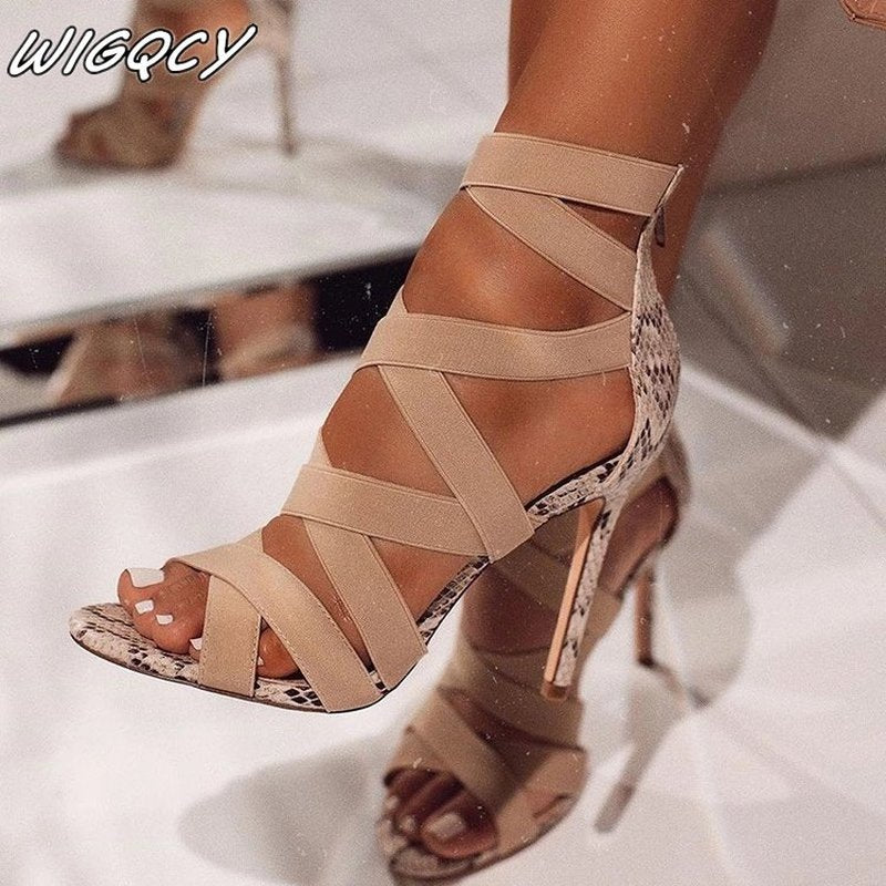 Women Sandal High Heels Gladiator Ankle Strap Woman Peep Toe Stiletto Sexy Women Heels Chaussures Femme Summer Pumps Women