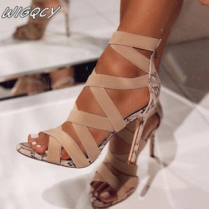 Women Sandal High Heels Gladiator Ankle Strap Woman Peep Toe Stiletto Sexy Women Heels Chaussures Femme Summer Pumps Women
