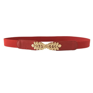 Elastic Women Belts Strap Thin Skinny Ladies Dress Waist Belt Leather Gold Buckle Female Red Belts ceinture femme pasek damski