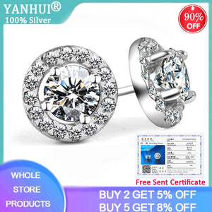 Free Sent Certificate Luxury 925 Sterling Silver 6mm Small Zirconia Diamond  Stud Earring Earrings For Women Christmas Gift E013