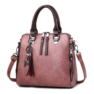 SMOOZA Vintage Leather Women's HandBags Ladies Messenger Bags Totes Tassel Designer Crossbody Shoulder Bag Boston Hand Bags