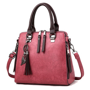 SMOOZA Vintage Leather Women's HandBags Ladies Messenger Bags Totes Tassel Designer Crossbody Shoulder Bag Boston Hand Bags