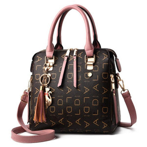 SMOOZA Vintage Leather Women's HandBags Ladies Messenger Bags Totes Tassel Designer Crossbody Shoulder Bag Boston Hand Bags