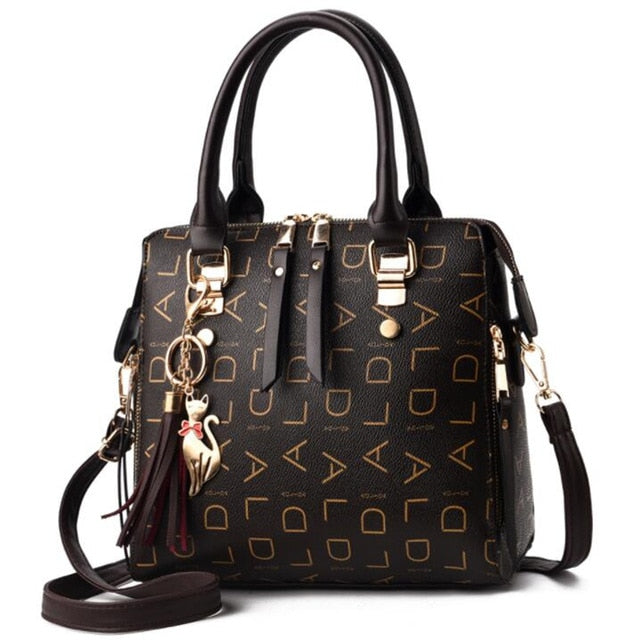 SMOOZA Vintage Leather Women's HandBags Ladies Messenger Bags Totes Tassel Designer Crossbody Shoulder Bag Boston Hand Bags