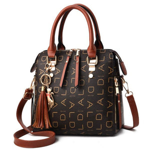 SMOOZA Vintage Leather Women's HandBags Ladies Messenger Bags Totes Tassel Designer Crossbody Shoulder Bag Boston Hand Bags