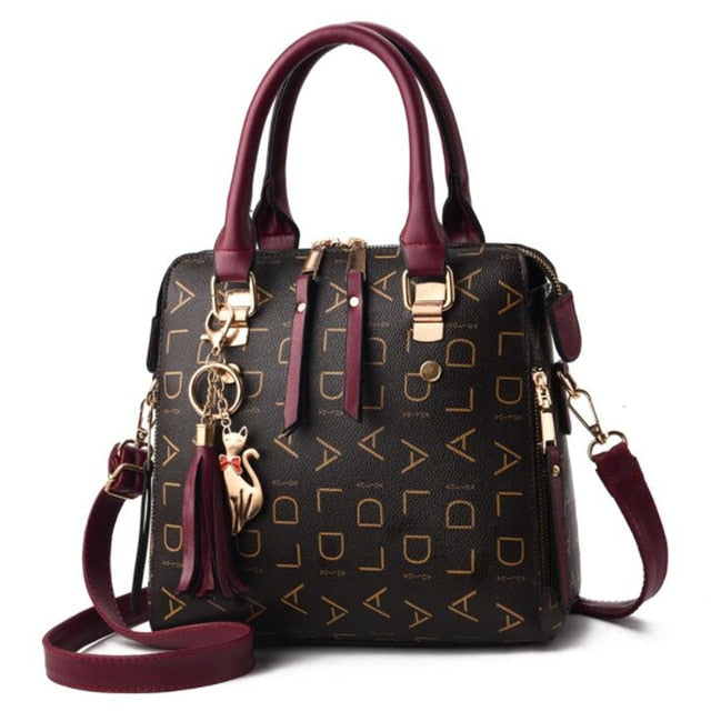 SMOOZA Vintage Leather Women's HandBags Ladies Messenger Bags Totes Tassel Designer Crossbody Shoulder Bag Boston Hand Bags