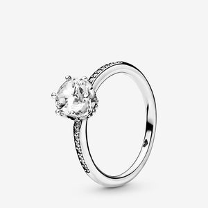 Authentic 925 Sterling Silver Princess Tiara Crown Sparkling Love Heart ,CZ Rings for Women Engagement Jewelry Anniversary