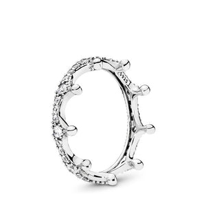 Authentic 925 Sterling Silver Princess Tiara Crown Sparkling Love Heart ,CZ Rings for Women Engagement Jewelry Anniversary