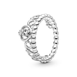 Authentic 925 Sterling Silver Princess Tiara Crown Sparkling Love Heart ,CZ Rings for Women Engagement Jewelry Anniversary