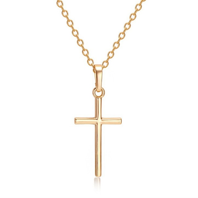 Simple Fashion Cross Chain Necklace For Women Men Luxury Ladies Gold Jewelry Pendant Necklaces Crucifix Christian Ornament Gifts