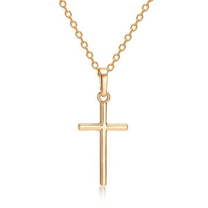 Simple Fashion Cross Chain Necklace For Women Men Luxury Ladies Gold Jewelry Pendant Necklaces Crucifix Christian Ornament Gifts
