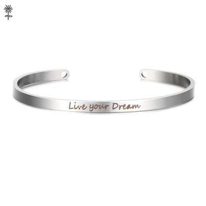 Rose Gold color Laser Engraved Cuff Positive Inspirational Quote Bangles Mantra Bracelets Anniversary Gifts for women SL-009