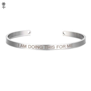Rose Gold color Laser Engraved Cuff Positive Inspirational Quote Bangles Mantra Bracelets Anniversary Gifts for women SL-009