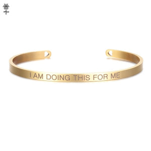 Rose Gold color Laser Engraved Cuff Positive Inspirational Quote Bangles Mantra Bracelets Anniversary Gifts for women SL-009