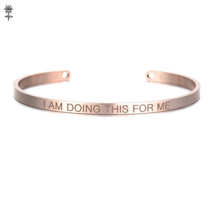 Rose Gold color Laser Engraved Cuff Positive Inspirational Quote Bangles Mantra Bracelets Anniversary Gifts for women SL-009