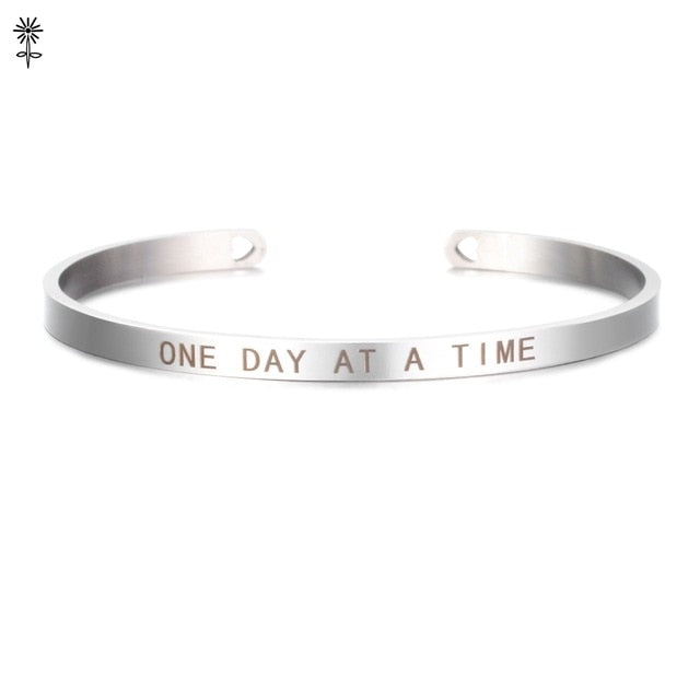 Rose Gold color Laser Engraved Cuff Positive Inspirational Quote Bangles Mantra Bracelets Anniversary Gifts for women SL-009