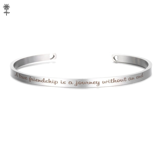 Rose Gold color Laser Engraved Cuff Positive Inspirational Quote Bangles Mantra Bracelets Anniversary Gifts for women SL-009