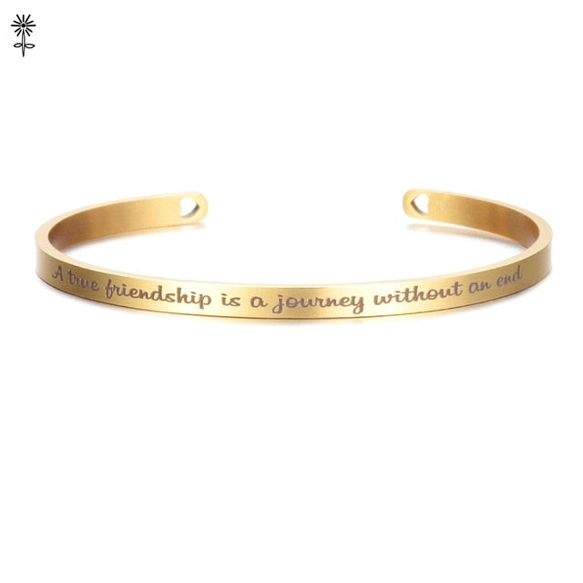 Rose Gold color Laser Engraved Cuff Positive Inspirational Quote Bangles Mantra Bracelets Anniversary Gifts for women SL-009