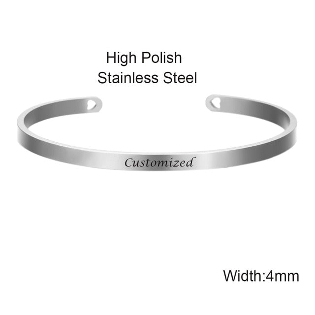 Rose Gold color Laser Engraved Cuff Positive Inspirational Quote Bangles Mantra Bracelets Anniversary Gifts for women SL-009