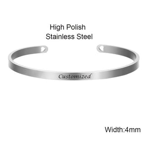 Rose Gold color Laser Engraved Cuff Positive Inspirational Quote Bangles Mantra Bracelets Anniversary Gifts for women SL-009