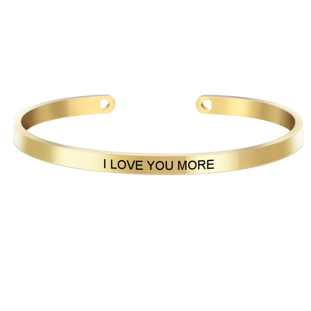 Rose Gold color Laser Engraved Cuff Positive Inspirational Quote Bangles Mantra Bracelets Anniversary Gifts for women SL-009