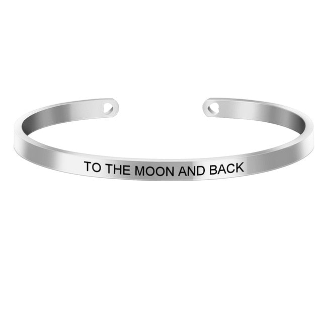 Rose Gold color Laser Engraved Cuff Positive Inspirational Quote Bangles Mantra Bracelets Anniversary Gifts for women SL-009