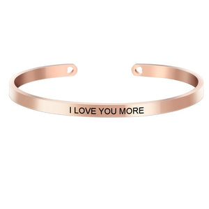 Rose Gold color Laser Engraved Cuff Positive Inspirational Quote Bangles Mantra Bracelets Anniversary Gifts for women SL-009