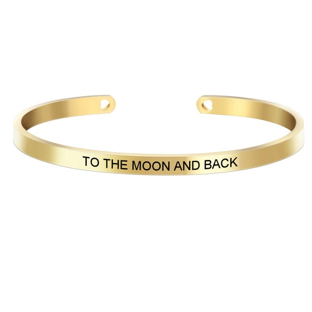Rose Gold color Laser Engraved Cuff Positive Inspirational Quote Bangles Mantra Bracelets Anniversary Gifts for women SL-009
