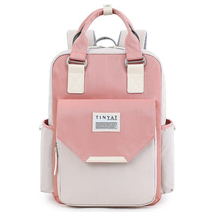 TINYAT Candy women canvas backpack waterproof feminina laptop backpack 15 Pink Patchwork school backpacks bags for teenage girls