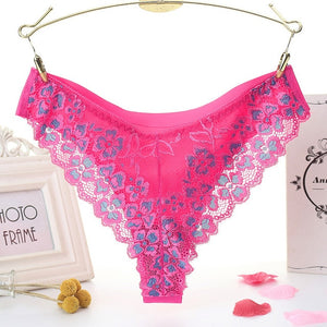 TERMEZY Sexy Panties Women Lace Low-waist Briefs Female Breathable Embroidery Underwear Transparent G String Underpant Lingerie