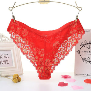 TERMEZY Sexy Panties Women Lace Low-waist Briefs Female Breathable Embroidery Underwear Transparent G String Underpant Lingerie