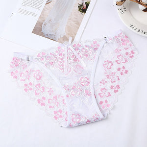 TERMEZY Sexy Panties Women Lace Low-waist Briefs Female Breathable Embroidery Underwear Transparent G String Underpant Lingerie