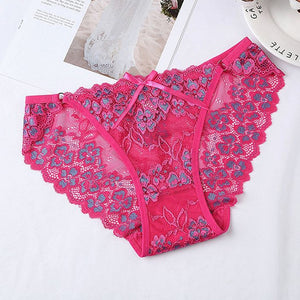 TERMEZY Sexy Panties Women Lace Low-waist Briefs Female Breathable Embroidery Underwear Transparent G String Underpant Lingerie