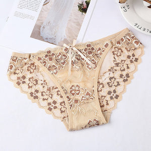 TERMEZY Sexy Panties Women Lace Low-waist Briefs Female Breathable Embroidery Underwear Transparent G String Underpant Lingerie