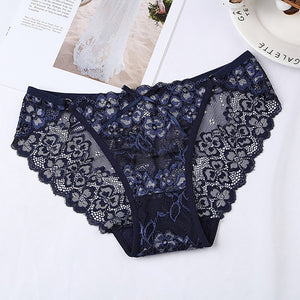 TERMEZY Sexy Panties Women Lace Low-waist Briefs Female Breathable Embroidery Underwear Transparent G String Underpant Lingerie