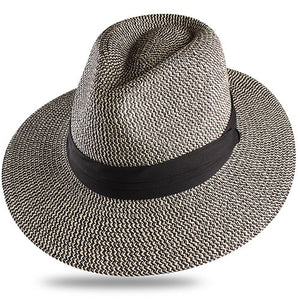 FURTALK Summer Hat for Women Men Panama Straw Hats Travel  Beach Sun Hat Wide Brim Fedora Jazz Hat