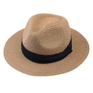 FURTALK Summer Hat for Women Men Panama Straw Hats Travel  Beach Sun Hat Wide Brim Fedora Jazz Hat