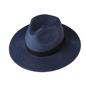 FURTALK Summer Hat for Women Men Panama Straw Hats Travel  Beach Sun Hat Wide Brim Fedora Jazz Hat