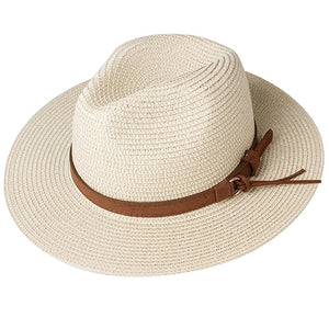 FURTALK Summer Hat for Women Men Panama Straw Hats Travel  Beach Sun Hat Wide Brim Fedora Jazz Hat