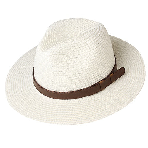 FURTALK Summer Hat for Women Men Panama Straw Hats Travel  Beach Sun Hat Wide Brim Fedora Jazz Hat