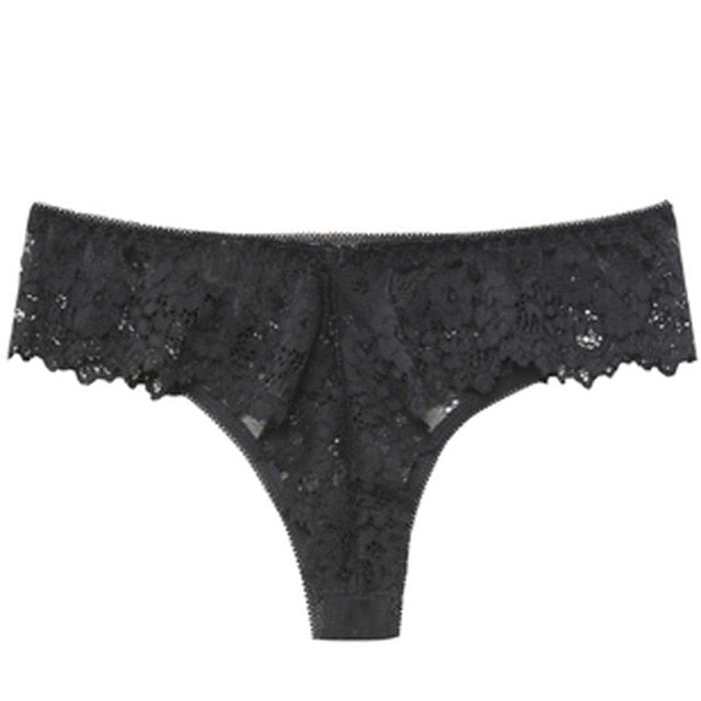 TERMEZY Women Sexy Lace Lingerie Temptation Low-waist Panties Embroidery Thong Transparent Hollow out Underwear Female G String