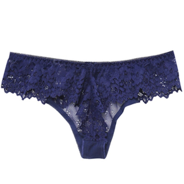 TERMEZY Women Sexy Lace Lingerie Temptation Low-waist Panties Embroidery Thong Transparent Hollow out Underwear Female G String