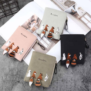 High quality Women's Wallet Lovely Cartoon Animals Short Leather Female Small Coin Purse Hasp Zipper Purse Card Holder For Girls