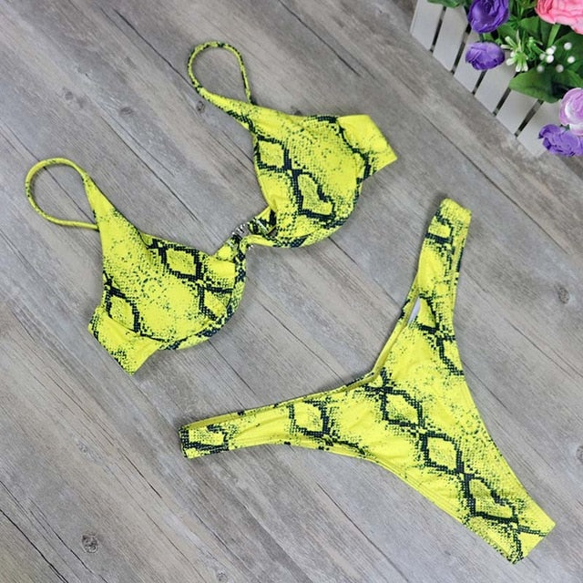 2020 New high cut thong bathing suit high waist swimsuit Solid swimwear women Brazilian Biquini swim beach micro bikini set