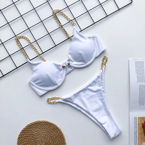 2020 New high cut thong bathing suit high waist swimsuit Solid swimwear women Brazilian Biquini swim beach micro bikini set