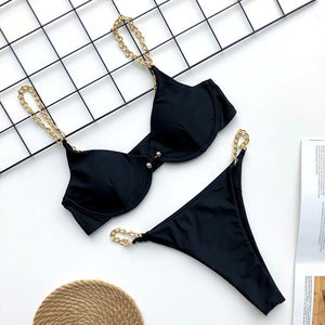 2020 New high cut thong bathing suit high waist swimsuit Solid swimwear women Brazilian Biquini swim beach micro bikini set