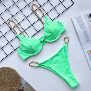 2020 New high cut thong bathing suit high waist swimsuit Solid swimwear women Brazilian Biquini swim beach micro bikini set