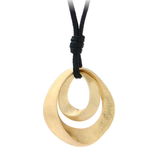 Shineland  Trendy  Pendant Long Necklaces For Women Fashion Jewelry 80cm PU Leather Chain Necklace collares mujer